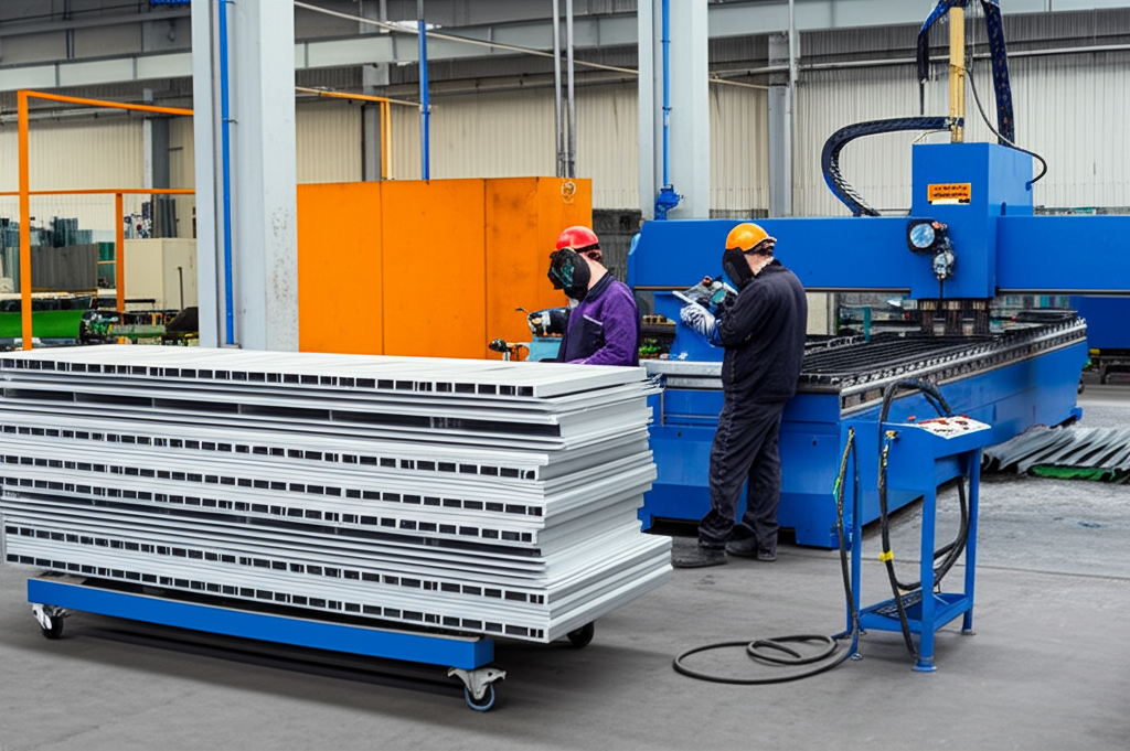 Reggie's aluminum fabrication workshop with specialized equipment for government contract work